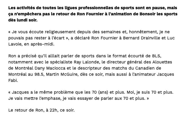 Ron Fournier n'a pas PEUR du CORONAVIRUS....