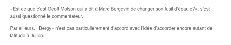 Selon les infos de Michel Bergeron....