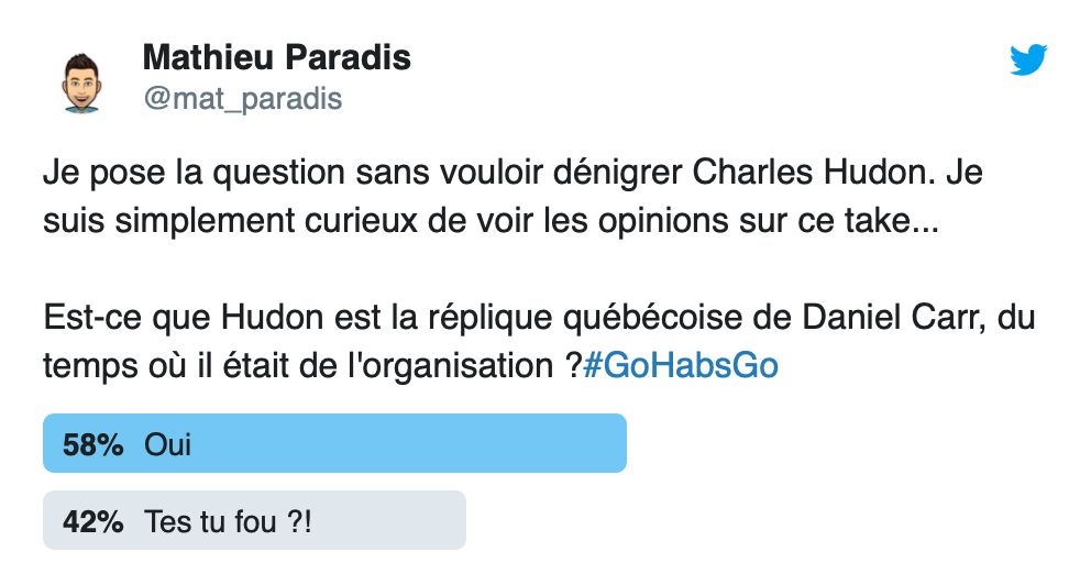 Si Charles Hudon n'était pas Québécois, il serait...