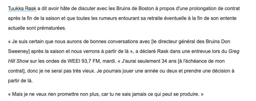 Tuukka Rask a tenté... De MANIPULER les Bruins..