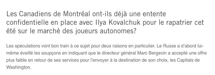 Une entente secrète entre le PIRE DG de la LNH et un vétéran FINI...