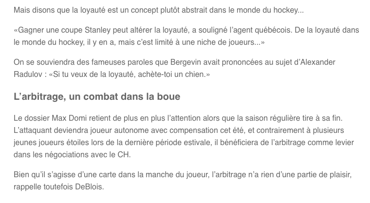 Une entente secrète entre le PIRE DG de la LNH et un vétéran FINI...