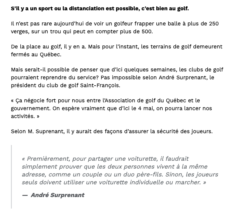 AVIS aux joueurs de GOLF...