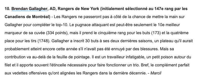 Brendan Gallagher 10e choix au total...