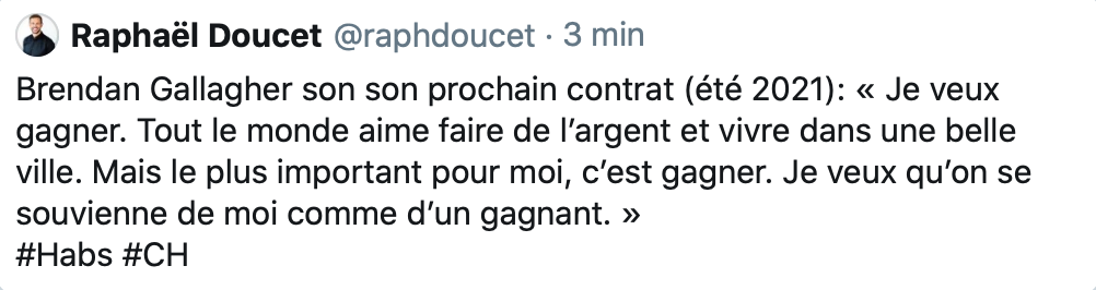 Brendan Gallagher va accepter de laisser du CASH sur la table ?