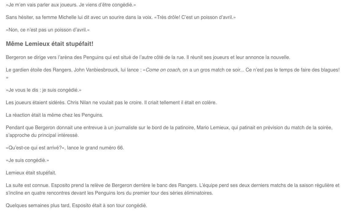 C'est pour ça que Michel Bergeron et Michel Therrien sont d'aussi bons amis...