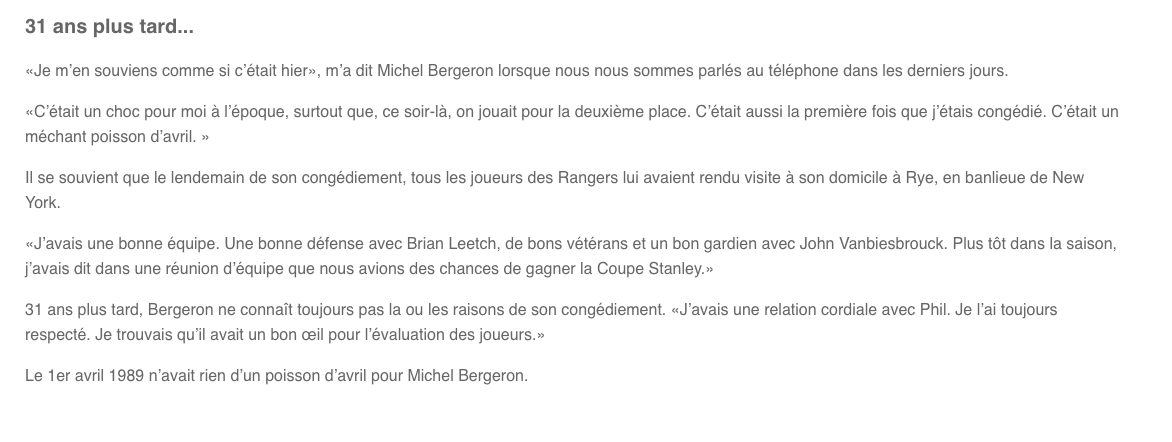 C'est pour ça que Michel Bergeron et Michel Therrien sont d'aussi bons amis...