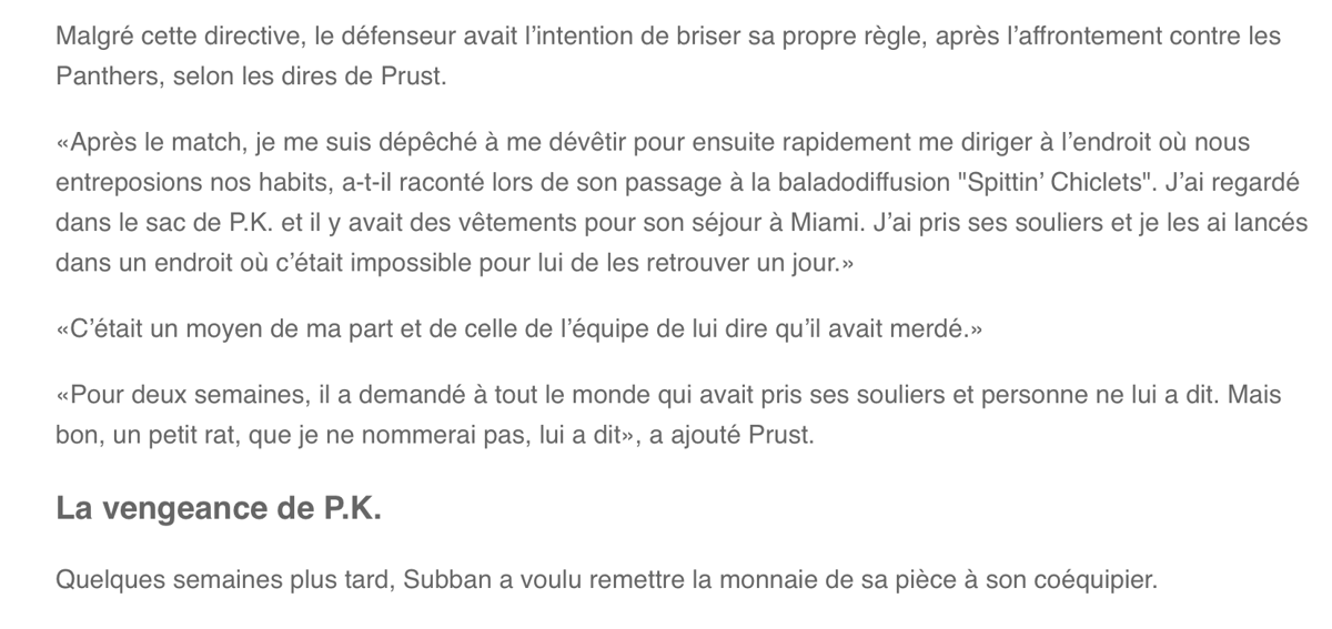 C'est une bataille avec PK Subban, qui a sorti Brandon Prust de Montréal !!!