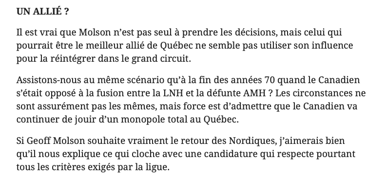 Comment Geoff Molson peut-il MENTIR à la ville de Québec IMPUNÉMENT?