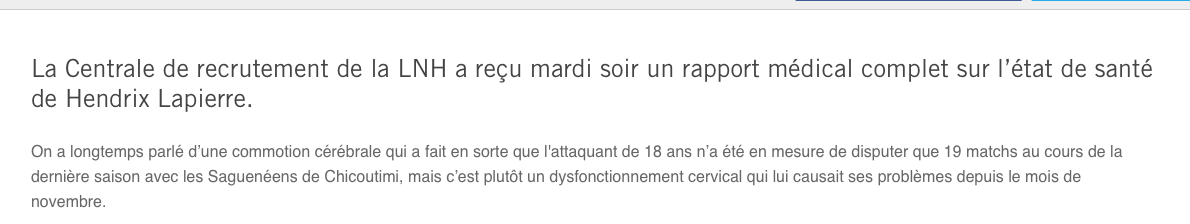 Hendrix Lapierre NON-COMOTIONNÉ: Renaud Lavoie le croit...