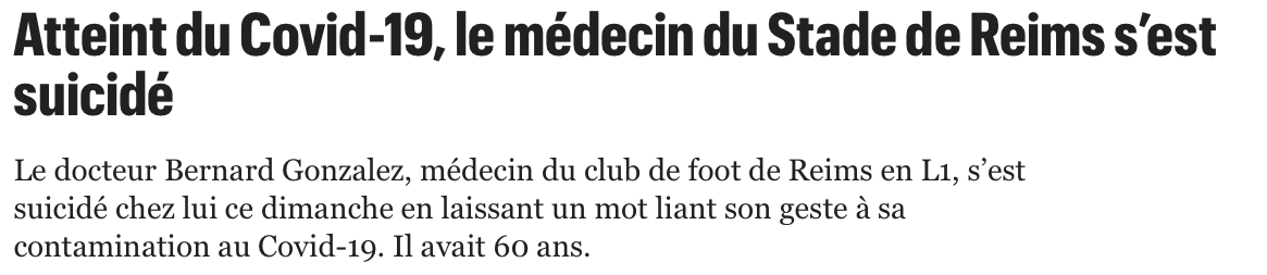 Il se suicide parce qu'il est infecté de la COVID-19...