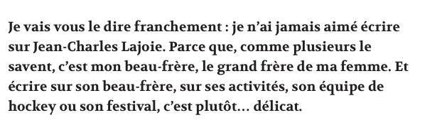 Jean-Charles Lajoie, le petit gars de Granby a BLESSÉ les siens...