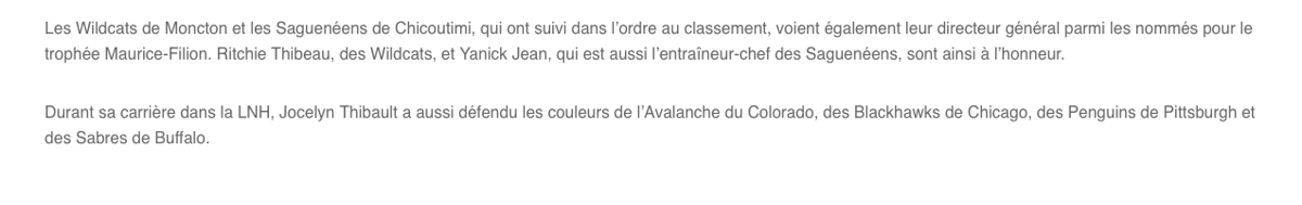 Jocelyn Thibault DG du Canadien de Montréal...