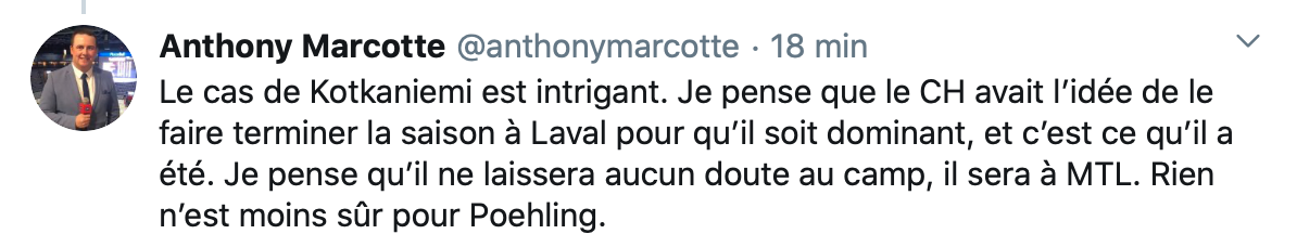 KK à Montréal, et Poehling à Laval...