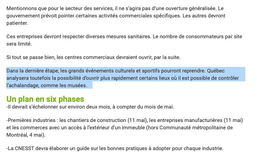 Le DÉCONFINEMENT...en 6 PHASES...le sport...en 6e PHASE...