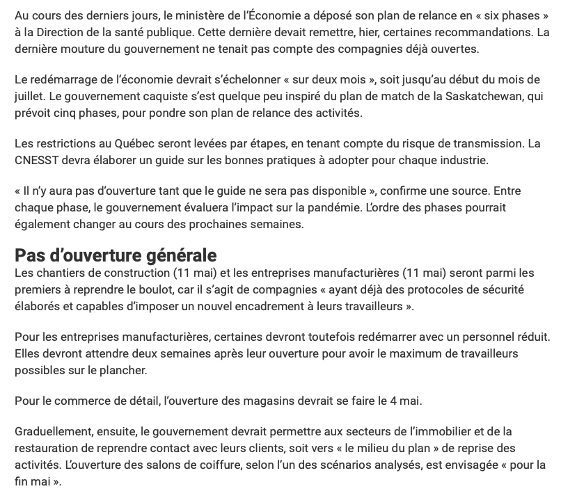 Le DÉCONFINEMENT...en 6 PHASES...le sport...en 6e PHASE...