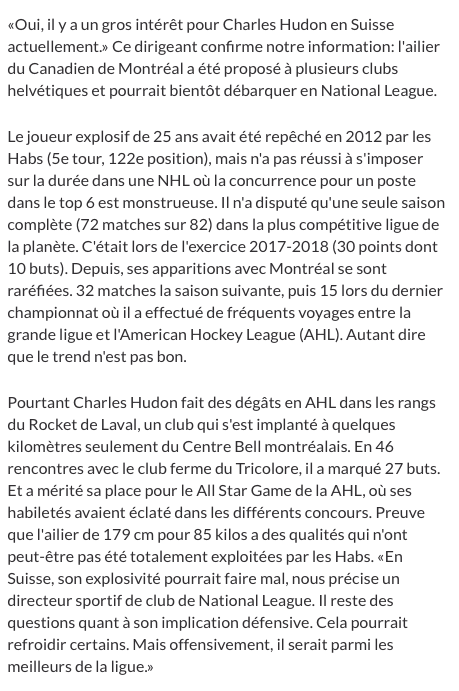 Le nom de Charles Hudon EXPLOSE en Suisse....