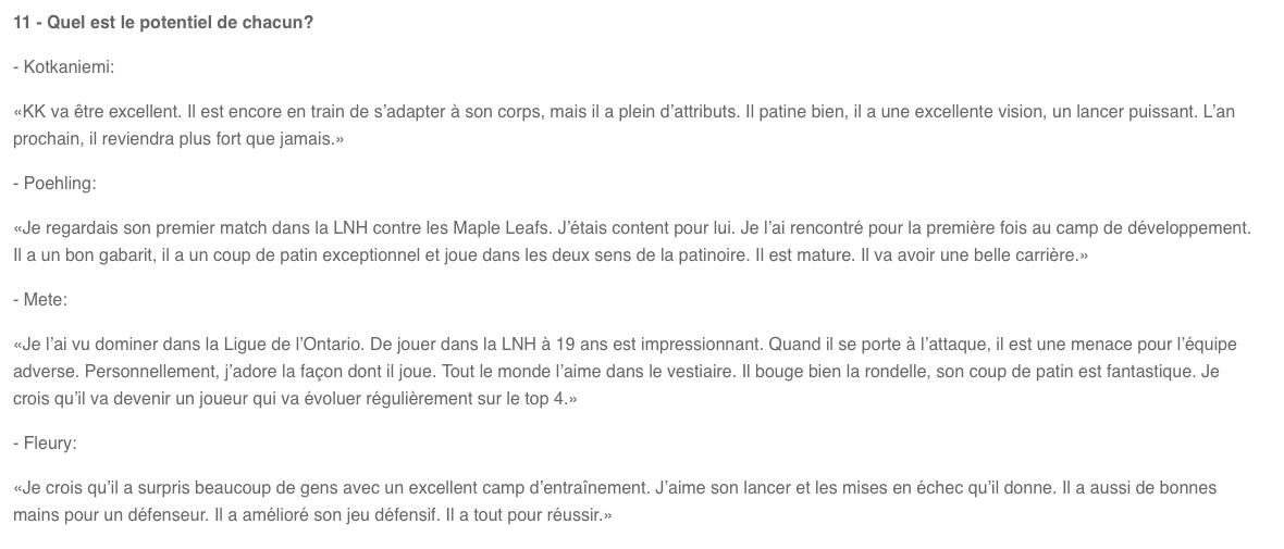 Nick Suzuki ne serait pas un très bon DÉPISTEUR....