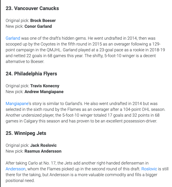 Noah Juulsen vs Travis Dermott....