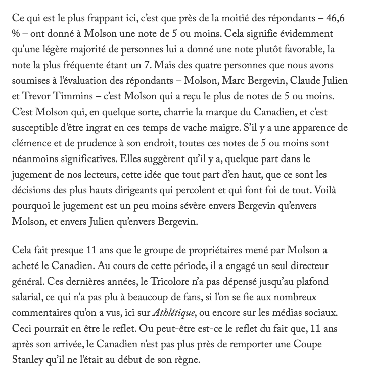 On pensait que Geoff Molson...Allait être DÉTRUIT BEN PLUS que ça...