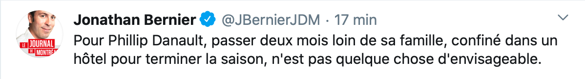 Phil Danault ne veut pas que la saison recommence...