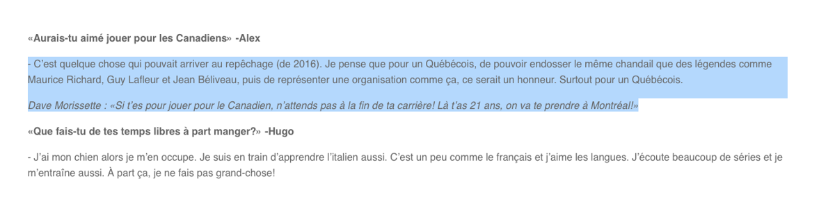 Pierre-Luc Dubois envoie un MESSAGE à Marc Bergevin!!!!