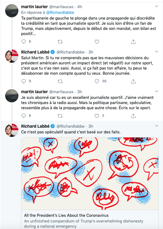 Richard Labbé se POGNE avec des PRO-TRUMP!!!!