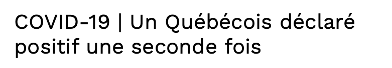 Un Québécois attrape la COVID-19...Pour une 2e fois...