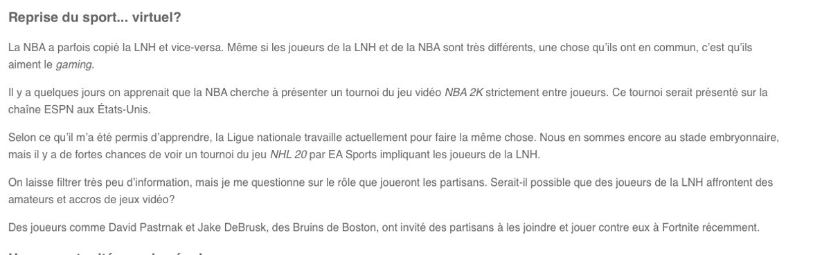 Un tournoi de NHL 20 entre les joueurs...et vous?