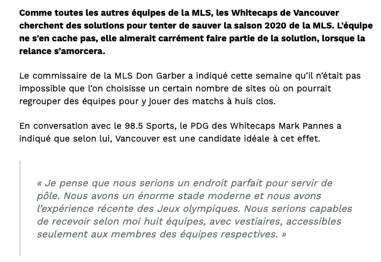 Vancouver devrait être considérée par la LNH pour les séries....