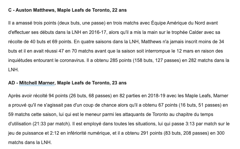 Cayden Primeau ferait partie de l'équipe AMÉRIQUE DU NORD...des moins de 23 ans...