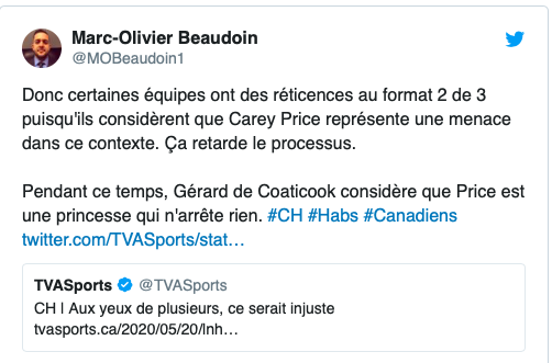 C'est rendu que les FEFANS de Carey Price...MÉPRISENT...