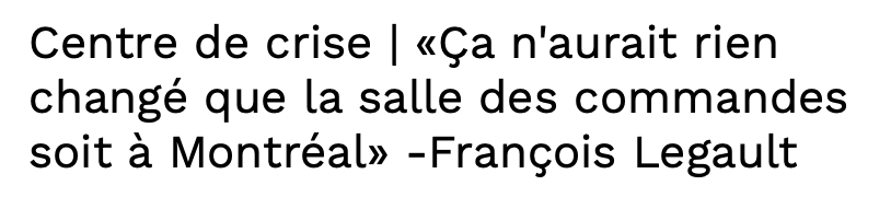 Le CENTRE de la CRISE...À Montréal ou à Québec?