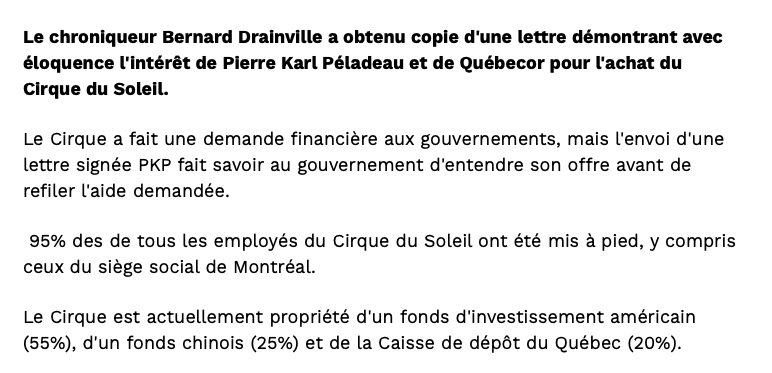 LE CIRQUE du SOLEIL avant les Nordiques....