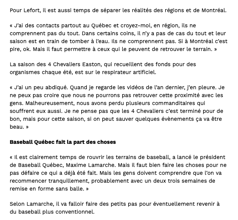 Les joueurs de BASEBALL au Québec...PÈTENT UNE SALE COCHE..