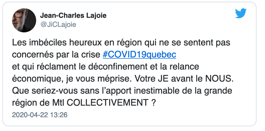 Les RÉGIONS...Doivent tellement avoir envie de crier à Jean-Charles Lajoie...