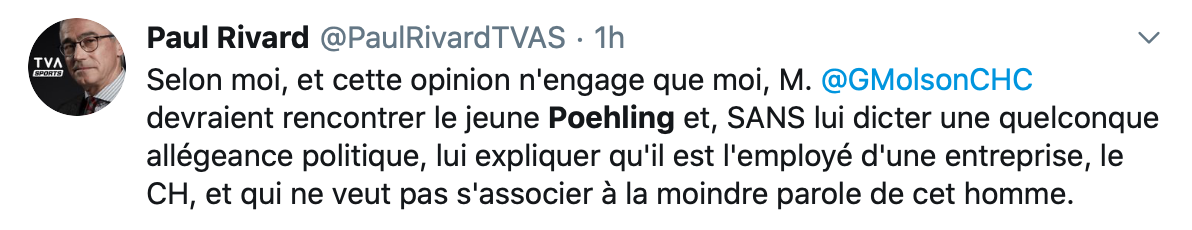 Geoff Molson va parler avec Ryan Poehling ?