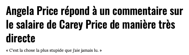 La femme de Carey Price remet un internaute à sa place..