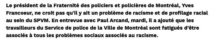 La POLICE de Montréal TANNÉE...d'être TRAITÉE de RACISTE....