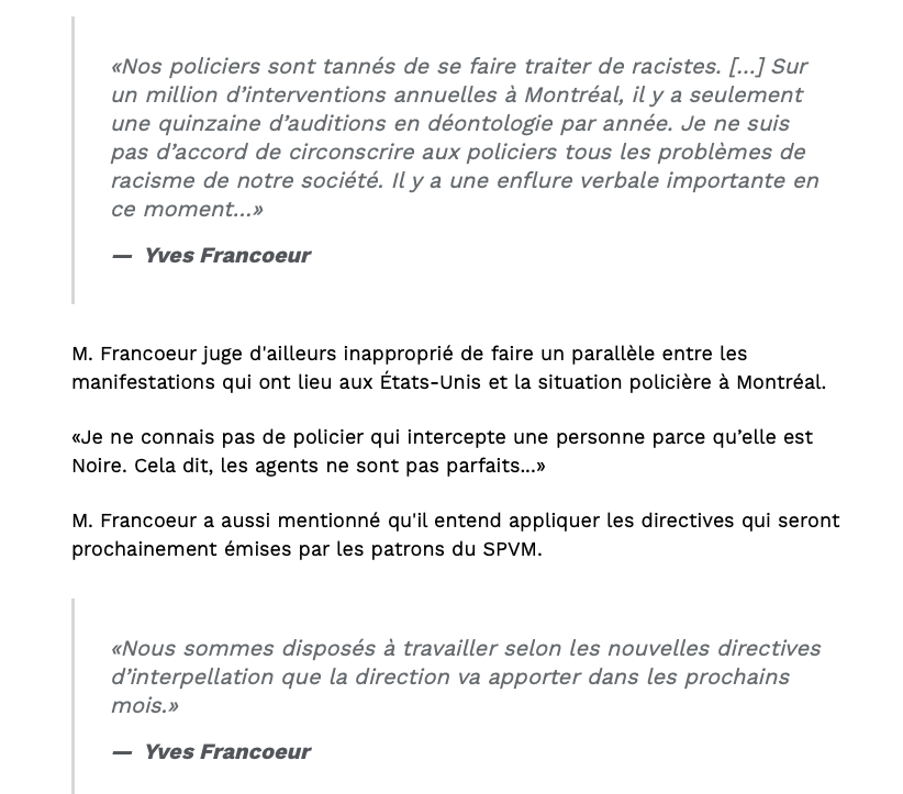 La POLICE de Montréal TANNÉE...d'être TRAITÉE de RACISTE....