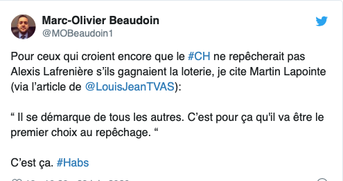 La STUPIDITÉ du jour!!!!! Alexis Lafrenière SNOBÉ par le CH?!?!?! HAHA!!!