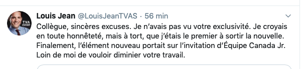 Louis Jean et TVA Sports HUMILIÉS sur twitter..