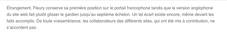 Marc-André Fleury...CHOUCHOUTÉ en FRANÇAIS...MÉPRISÉ en ANGLAIS...