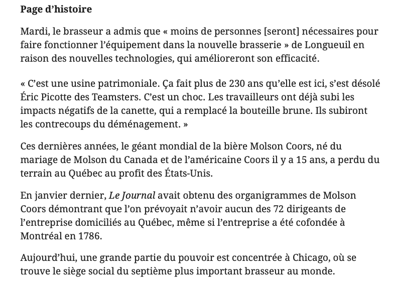 Molson ne DÉTRUIT pas juste la vie des gens chez le GROUPE CH..