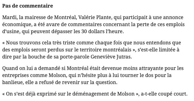 Molson ne DÉTRUIT pas juste la vie des gens chez le GROUPE CH..