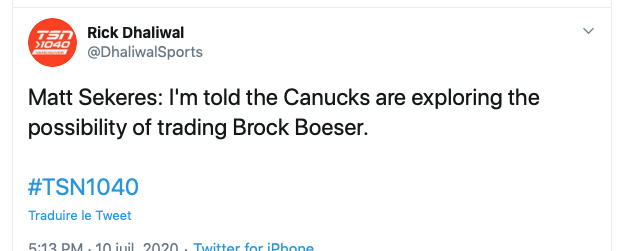 Brock Boeser ÉCHANGÉ?!?!?!?!? GO BERGEVIN GO!!!!