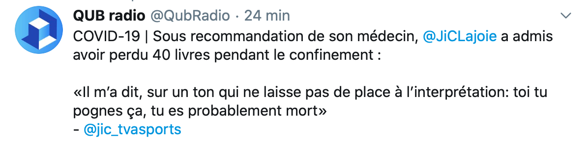 Jean-Charles Lajoie a eu peur de mourir...