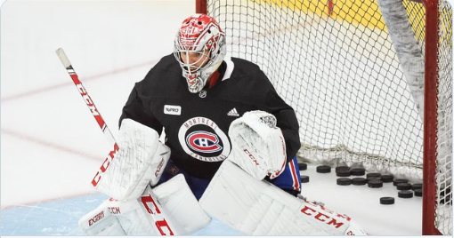 Les gars arrivent juste pas à marquer contre Carey Price lors de l'entraînement.