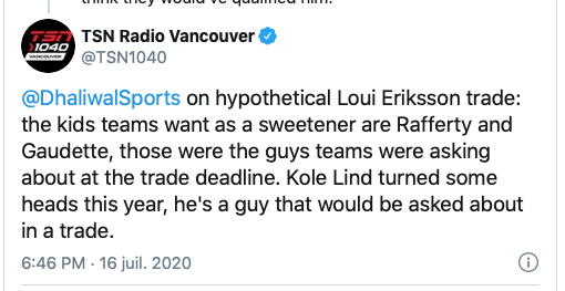 Loui Eriksson à Montréal? Avec un SUPER JEUNE!!!