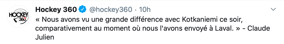 Selon Claude Julien, le meilleur joueur hier...